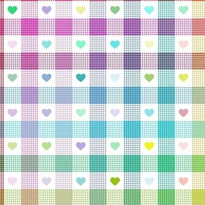 Colorful hearts and colorful checks - large print .