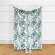 Green Fern, Teal Palm leaves Large