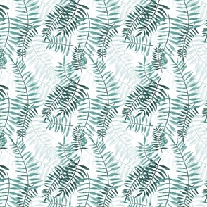 Green Fern, Teal Palm leaves Small