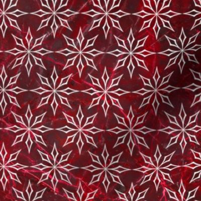 Snowflakes on Deep Red Marble