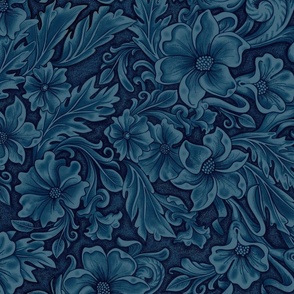 Blue carved leather indigo