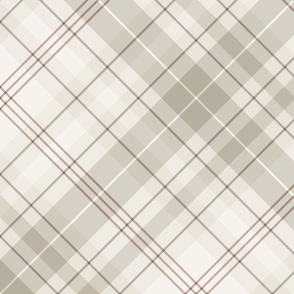 Neutral Taupe and Tan Diagonal Plaid - Large Scale for Wallpaper & Home Decor