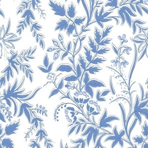 Arts and Crafts Fern Floral in Wedgewood Blue - Coordinate