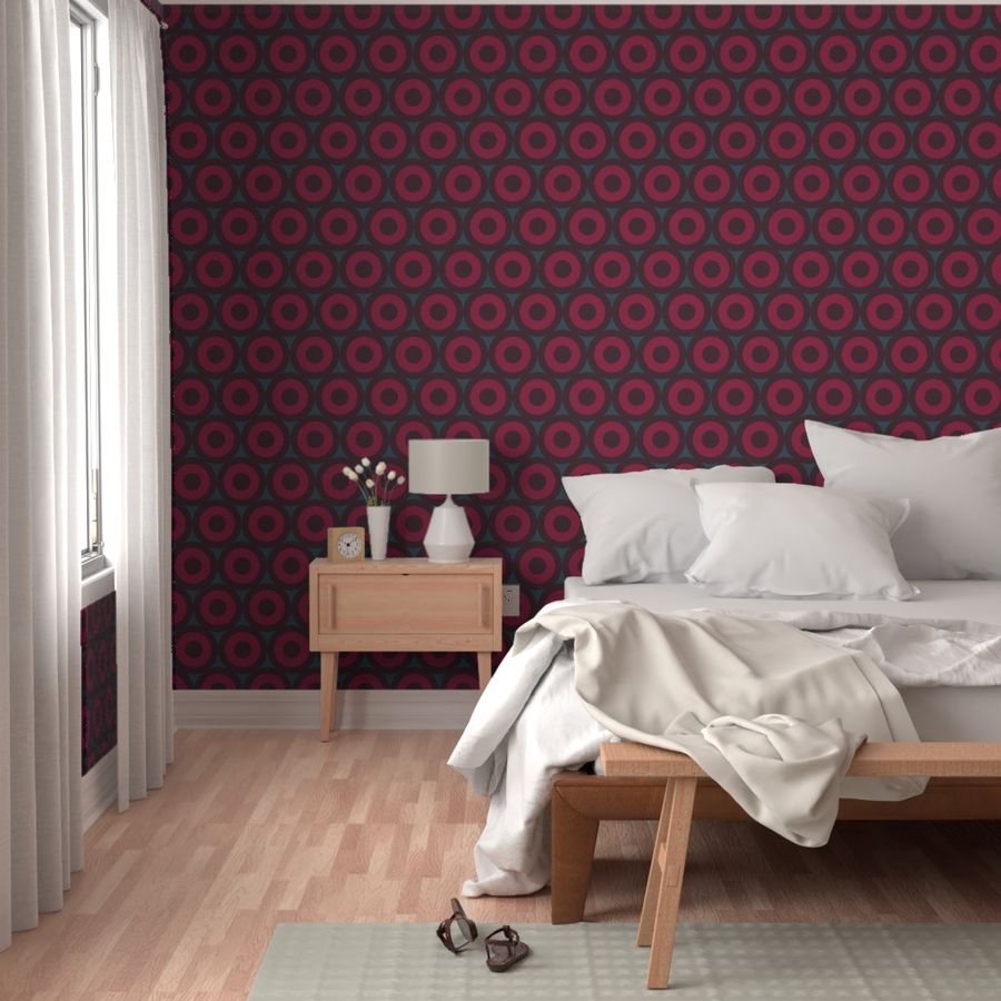 Wine Motif - Concentric Circles, Wine Bottle Bottom, Dark Red Wine, Burgundy, Plum Purple, Large Scale