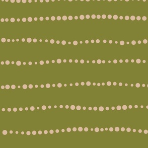 (M) Eggshell Dotted Wavy Stripes on Olive Green