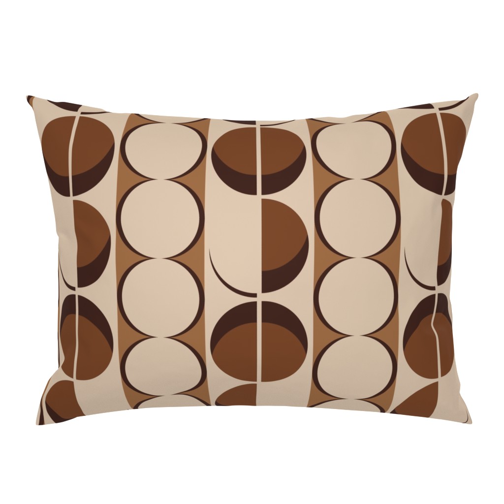 Mother Nature Mid Century Modern Retro Circle Shapes, Earthy Brown Oak Sand (large Scale)