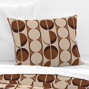 Mother Nature Mid Century Modern Retro Circle Shapes, Earthy Brown Oak Sand (large Scale)