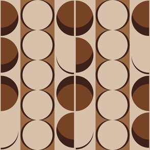 Mother Nature Mid Century Modern Retro Circle Shapes, Earthy Brown Oak Sand (large Scale)