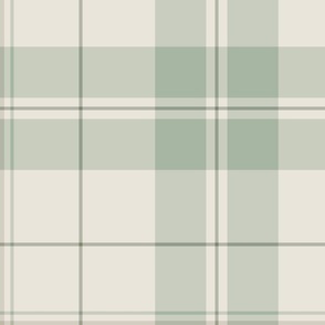 Neutral Sage Green & Cream Plaid - Large Scale for Wallpaper & Home Decor