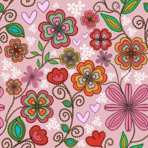 Floral knit clover dark pink 
