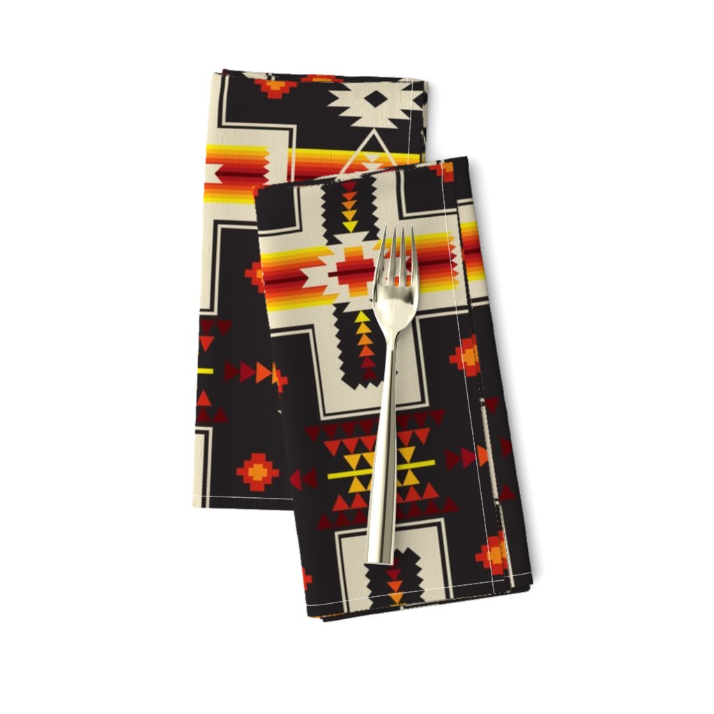 Tribal Plains Earth Cross Onyx Black Blanket Pattern