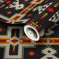 Tribal Plains Earth Cross Onyx Black Blanket Pattern