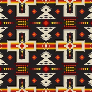 Tribal Plains Earth Cross Onyx Black Blanket Pattern