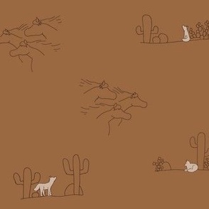 Coyotes Cactus Horses Light Coyotes Caramel- Small Print