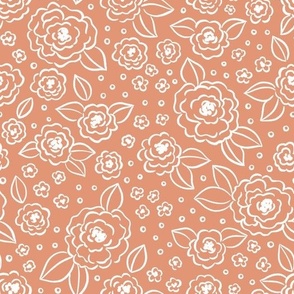 Coral - Warm Floral Print