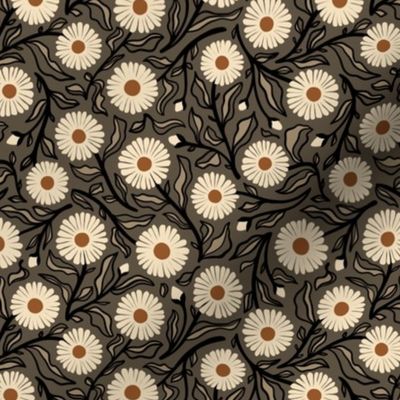 Boho Daisies // Small // Sparrow Grey 