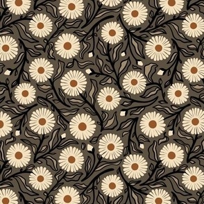 Boho Daisies // Small // Sparrow Grey 