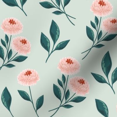 Margot - Mint Chrysanthemum Print