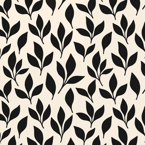 Sloane - Black and Ivory Leaf Print