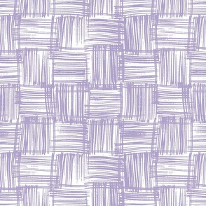 Hand Drawn Doodle Basket Weave, Lavender Purple and White (Medium Scale)