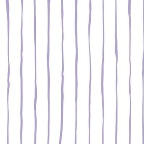 Hand Drawn Doodle Pinstripes, Lavender Purple and White (Medium Scale)