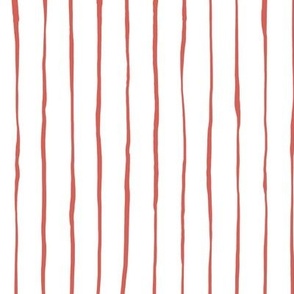 Hand Drawn Doodle Pinstripes, Raspberry Blush and White (Medium Scale)