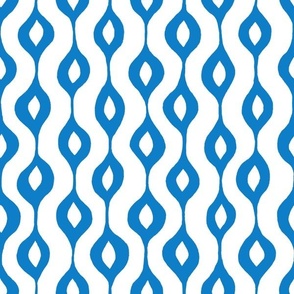 Hand Drawn Doodle Ogee Pinstripes, Bluebell Blue and White (Medium Scale)
