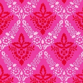 1865 "Chesterfield" Floral Damask Design - in Fuchsia