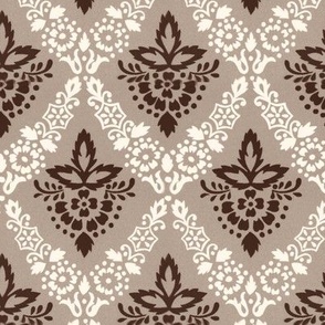 1865 "Chesterfield" Floral Damask Design - in Sepia - Coordinate