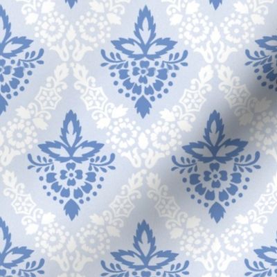 1865 "Chesterfield" Floral Damask Design - in Wedgewood Blue - Coordinate