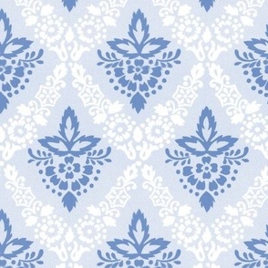 1865 "Chesterfield" Floral Damask Design - in Wedgewood Blue - Coordinate