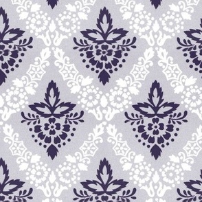 1865 "Chesterfield" Floral Damask Design - in Royal Purple - Coordinate