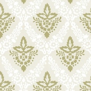 1865 "Chesterfield" Floral Damask Design - in Sage Green - Coordinate