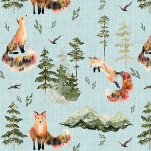 Fox and Fauna - Teal 