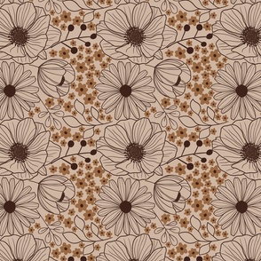 Earth Tone Retro Florals 