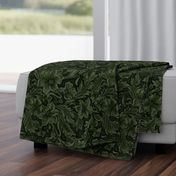 Forest Green acanthus carved leather