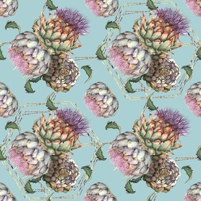 Artichokes realistic hand painted watercolour design botanical hand painted 