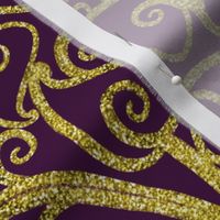 Art Nouveau Leafy Line Art in Gold and Purple