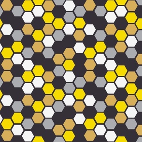 Honeycomb Hexagon Geometric Hexagons - Patchwork or Quilt - Multi Coloured -  medium
