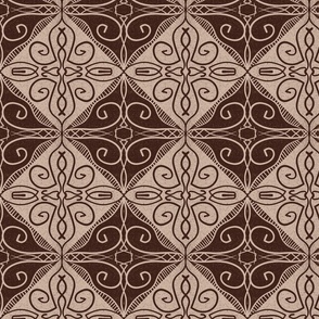 Geometric texture ornament with rhombuses. Earthy browns and beiges