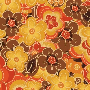 Groovy warm toned flower power floral
