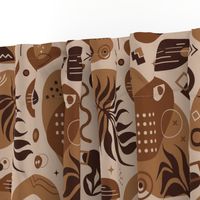 Abstract Shapes with Tropical Leaves - Earth Tone