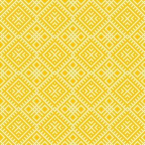 Family Unit - Golden Yellow White Light Pattern - Ukrainian Ornament - Folk Geometric Ancient Slavic Obereg - Middle