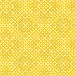 Family Unit - Golden Yellow White Light Pattern - Ukrainian Ornament - Folk Geometric Ancient Slavic Obereg - Small