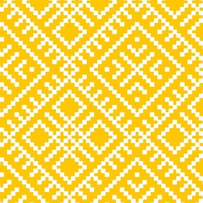 Family Unit - Golden Yellow White Light Pattern - Ukrainian Ornament - Folk Geometric Ancient Slavic Obereg - Huge Mega Large