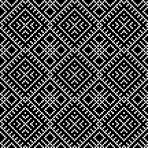 Family Unit - Black White Light Pattern - Ukrainian Ornament - Folk Geometric Ancient Slavic Obereg - Large