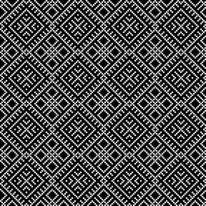 Family Unit - Black White Light Pattern - Ukrainian Ornament - Folk Geometric Ancient Slavic Obereg - Middle