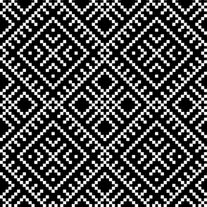 Family Unit - Black White Light Pattern - Ukrainian Ornament - Folk Geometric Ancient Slavic Obereg - Mega Large