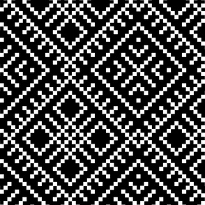 Family Unit - Black White Light Pattern - Ukrainian Ornament - Folk Geometric Ancient Slavic Obereg - Huge Mega Large