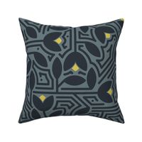 geometric leaves and flowers slate midnight 18 inch (12 inch wallpaper)